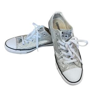 Converse Chuck Taylor All Star Low Top Sneakers Silver Glitter Unisex W9 M7